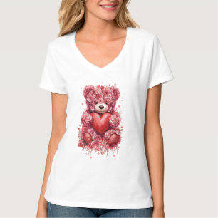 “Röd Ros Teddybjörn – Sött Alla Hjärtans Dag-prese T Shirt