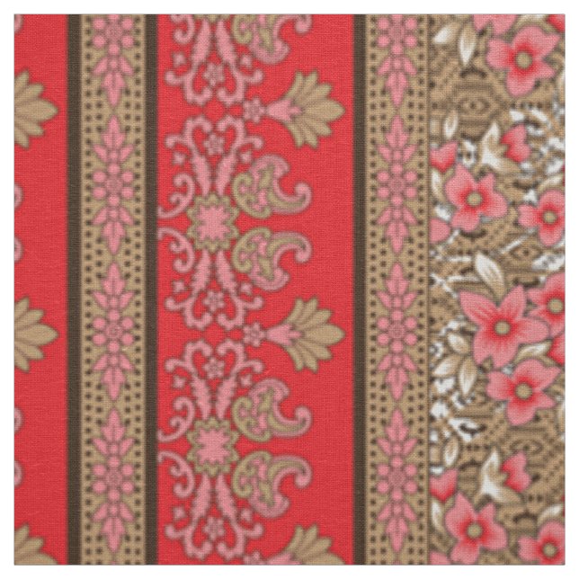 Röd ros Textil | Skriv ut Paisley Blommigt Fabric (Prov)