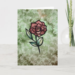Röd Ros Trädgårdskonst rosor trädgård blommor Kort