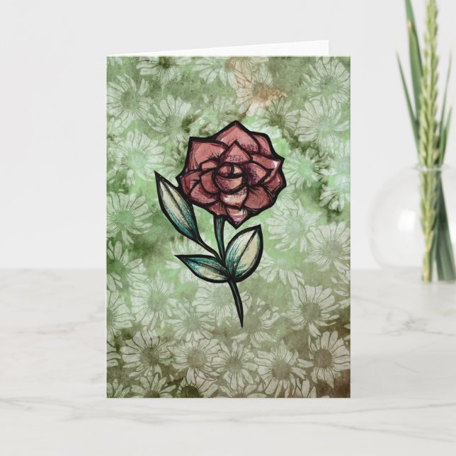 Röd Ros Trädgårdskonst rosor trädgård blommor Kort (Framsida)