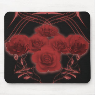 Röd ros & Tribal Mönster - Mousepad Musmatta