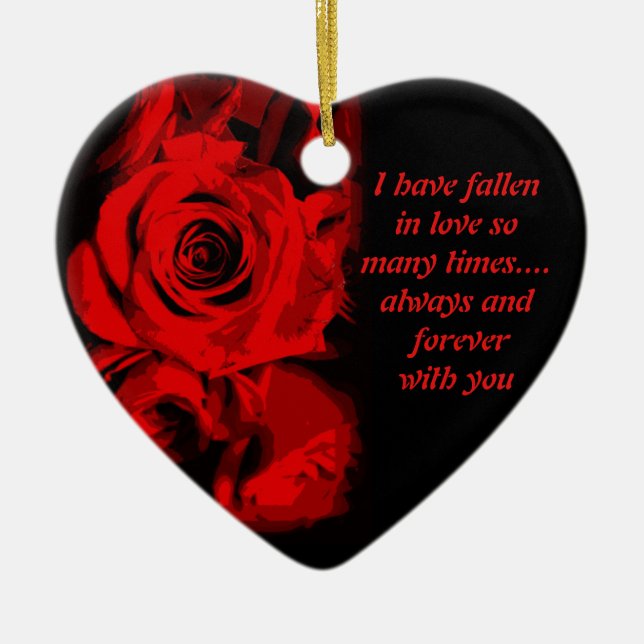 Röd ros tryck julgran Valentine- present souveniro Julgransprydnad Keramik (Framsidan)
