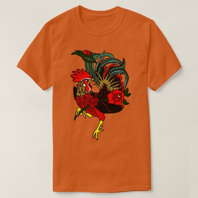 Röd ros Tupp T Shirt (Design framsida)
