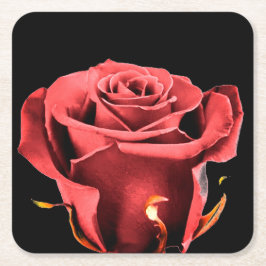 Röd ros underlägg papper kvadrat