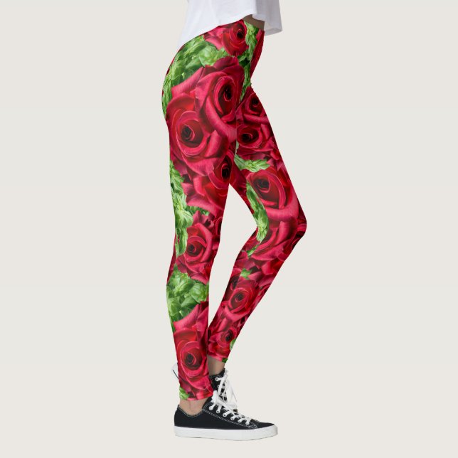 Röd ros Väg Flower Garland Leggings (Höger)
