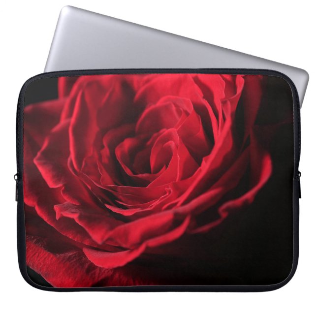 Röd ros Valentine: Mörk Romantik Laptop Fodral (Framsidan)