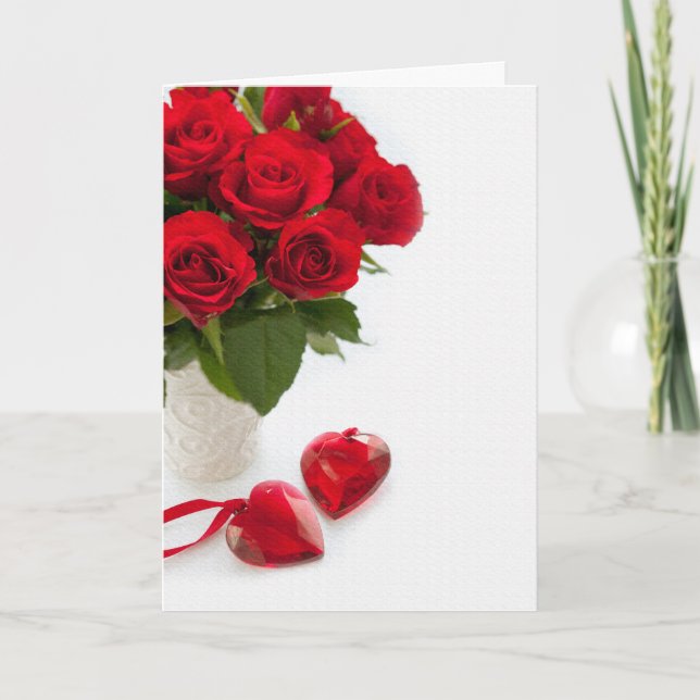 Röd ros valentines day helgkort (Framsida)