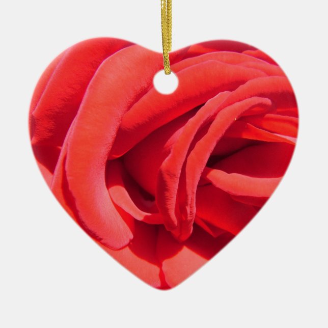 Röd ros valentinornament. julgransprydnad keramik (Framsidan)