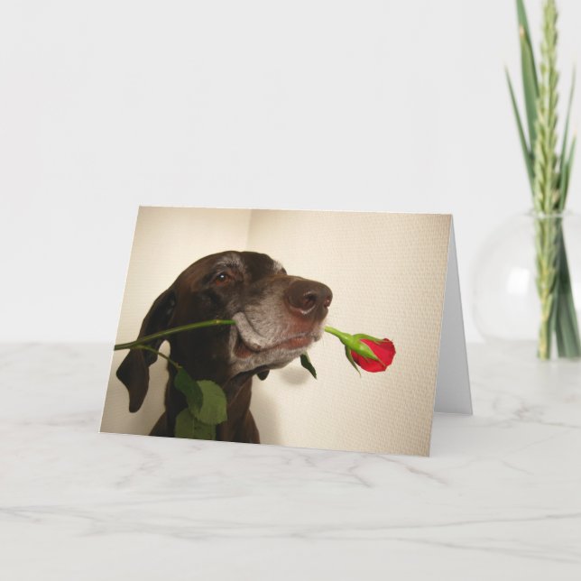 röd ros valentinpekare helgkort (Framsida)