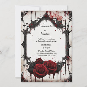 Röd ros Vampire Goth Bröllop Inbjudningar