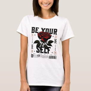 Röd Ros Var Själv Grafisk T-Shirt