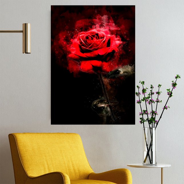 Röd ros - vattenfärg - bb poster (Skapare uppladdad)