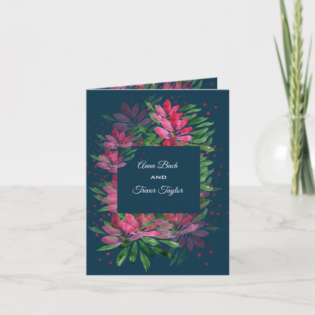 Röd ros Vattenfärgad Hand-målad Inbjudan (Framsida)