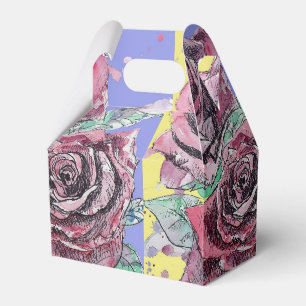 Röd ros Vattenfärgsfärg Art Party Lila Gult blo Presentaskar