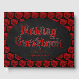Röd ros Victorian Goth Bröllop Guest Bok