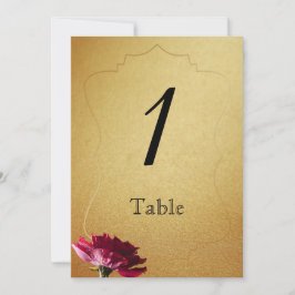 Röd ros vid Bordsnumret Guld Bröllop Inbjudningar