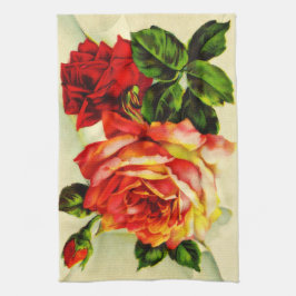 Röd ros Vintage Brev Kitchen Towel Kökshandduk