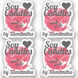 Röd ros Vintage Färg tillverkad med hjärtsojaläck Klistermärken