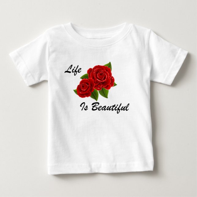 Röd Ros Vit T Shirt (Framsida)