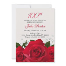 Röd ros, vita blommor 100:e födelsedagen