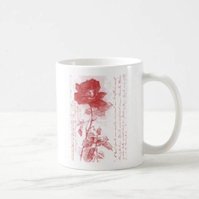 Röd ros-vykortsdesign kaffemugg (Höger)