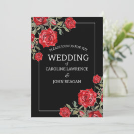 Röd ros Watercolor Blommigt Bröllop Inbjudningar