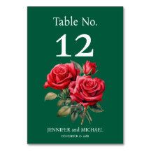 Röd ros Watercolor Bröllop Bordsnummer
