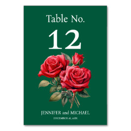 Röd ros Watercolor Bröllop Bordsnummer
