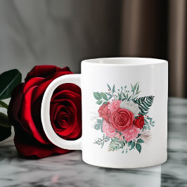 Röd ros Watercolor Bröllop Jumbo Mugg
