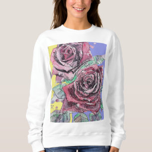 Röd ros Watercolor Flowers Blommigt Ro Painting T Shirt
