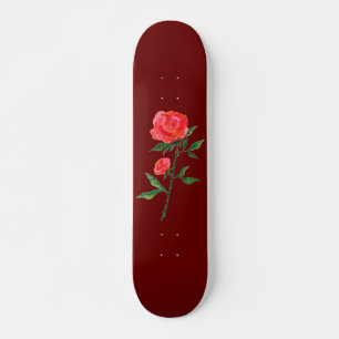 Röd ros Watercolor Red Skateboard