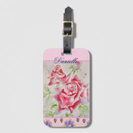 Röd ros Watercolor Ro Rosa Blommigt Girls Bagagebricka
