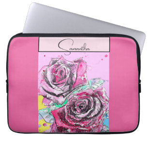 Röd ros Watercolor Ro Rosa iPad Smart Cover Laptop Fodral