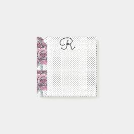 Röd ros Watercolor Womans Initial Post it Notes Post-it Block