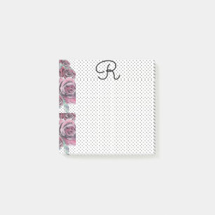 Röd ros Watercolor Womans Initial Post it Notes Post-it Block