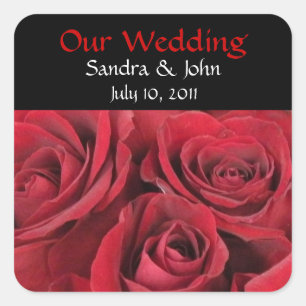Röd ros Wedding Stickers Fyrkantigt Klistermärke