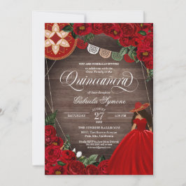 Röd ros Western Charra Mariachi Quinceañera Inbjudningar