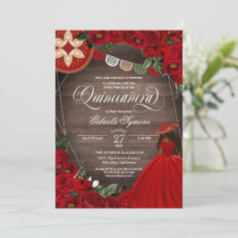 Röd ros Western Charra Mariachi Quinceañera Inbjudningar