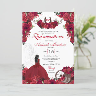Röd ros Western princess Charra Quinceanera Inbjudningar