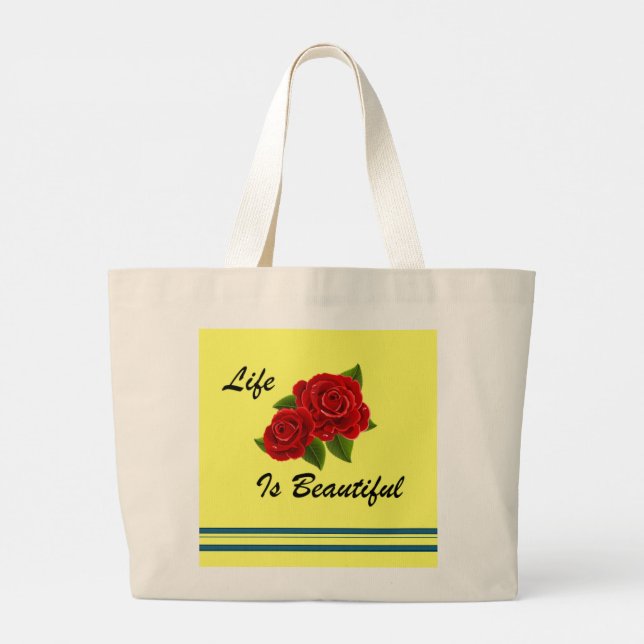 Röd ros White Jumbo Tygkasse (Baksida)