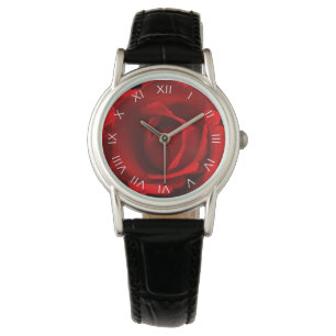 Röd ros White Roman Numbers wacna Armbandsur