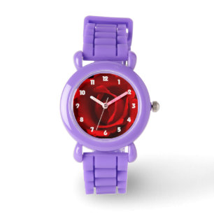 Röd ros White Tjock Numbers Kids cn Armbandsur
