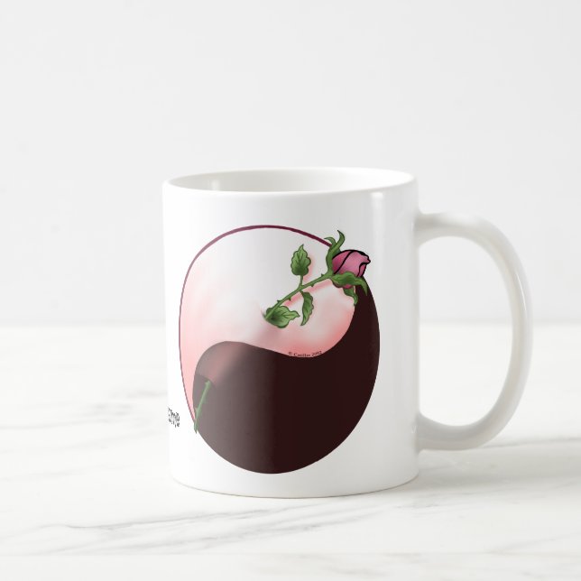 Röd Ros yin yang-mugg Kaffemugg (Höger)