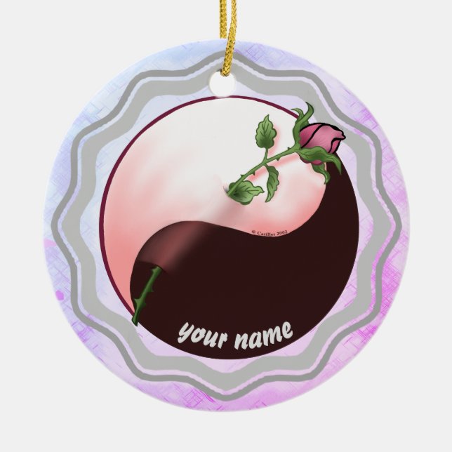 Röd ros yin yang ornament (Framsidan)