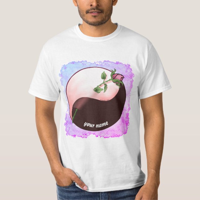 Röd ros yin yang t-shirt (Framsida)