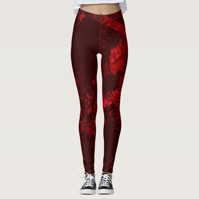 Röd Rosa, allt-över-tryck-färgning Leggings (Framsida)