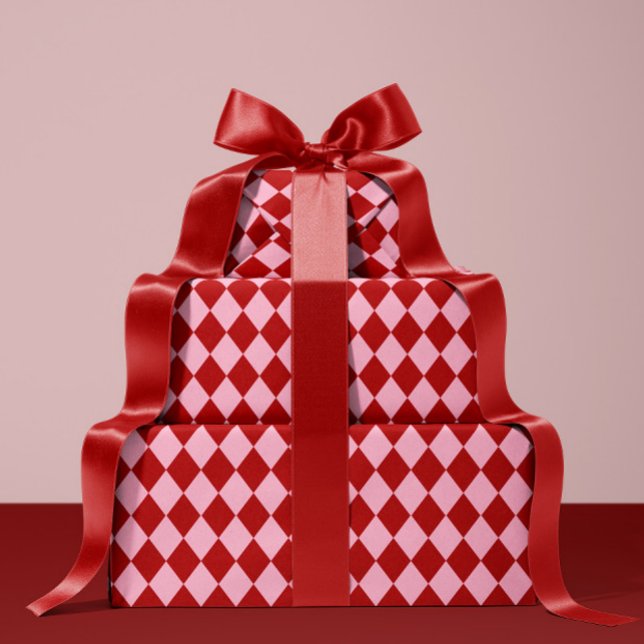 Röd & Rosa Argyle Julpresentpapper Presentpapper (Skapare uppladdad)