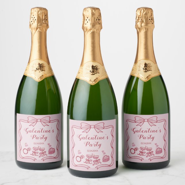 Röd Rosa Båge Galentine-fest (Flaskor)