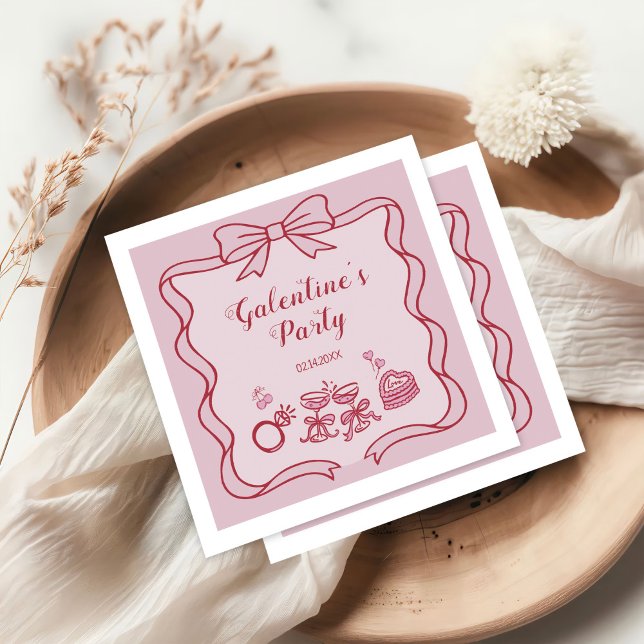 Röd Rosa Båge Galentine's Festa Pappersservett (Skapare uppladdad)