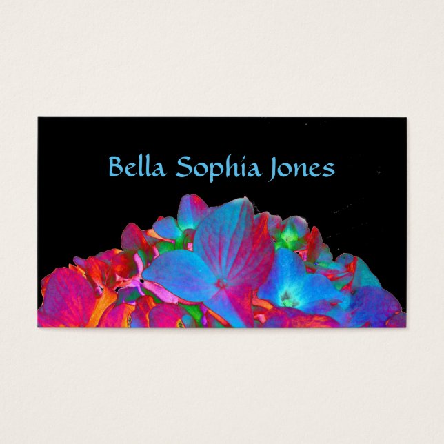 Röd rosa blå lila blommigt färglös blommigt visitkort (Framsidan)